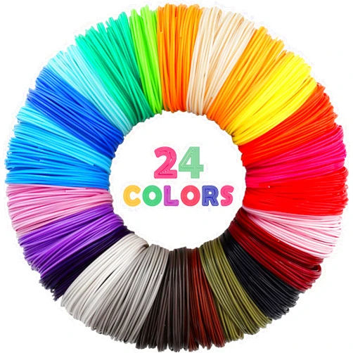 MIKA3D 24 Colors 1.75mm ABS 3D Pen Printer Filament Refill, Each Color 3.5m, Total 84m ABS Material, Support for MYNT3D / SCRIB3D 3D Printing Pen, Not Fit for 3Doodler Pen, Pack with 2 Finger Caps by MIKA3D 24 Most Popular Solid Colors Mixed