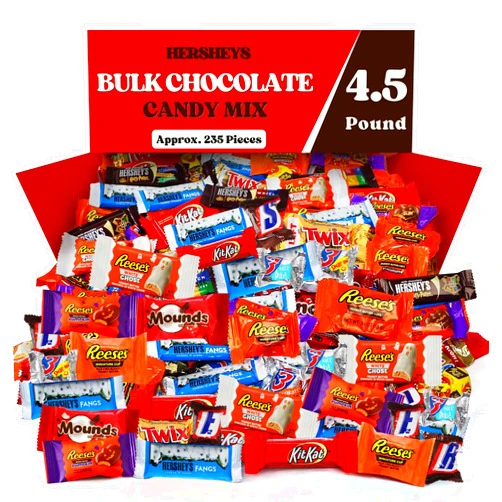 Taboom Bulk Heshey Chocolate Candy Individually Wrapped - 4.5lb Milk Chocolate Party Candy Variety Mix For treats, Party Favors & Snacks