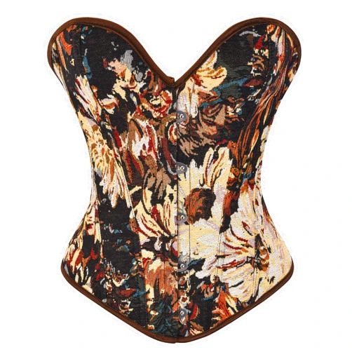 Alivila.Y Fashion Womens Vintage Floral Denim Overbust Corset Bustier Top