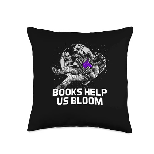 Reader Inspirational Reading Coach Literature Books Help Us Bloom Bookworm Motivational Quote Book Lover Throw Pillow