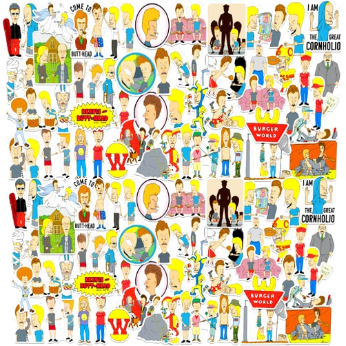 GRAPHICS & MORE Beavis and Butthead Vinyl Large Deluxe Stickers Variety Pack - Laptop, Water Bottle, Scrapbooking, Tablet, Skateboard, Indoor/Outdoor - Set of 100
