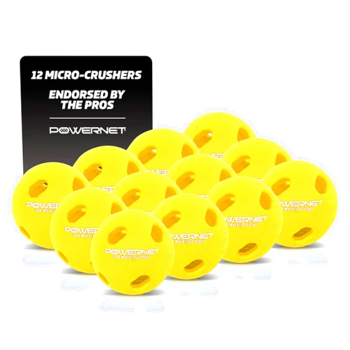 PowerNet Crusher & Micro Crusher Training Baseballs & Softballs, Baseball & Softball Hitting Trainer for Improved Speed, Power & Coordination, Batting Practice Balls 12 PK or Coach Bundle