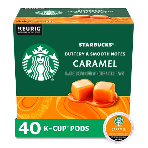 Starbucks K-Cup Coffee Pods—Caramel Flavored Coffee—100% Arabica—1 box (40 pods)