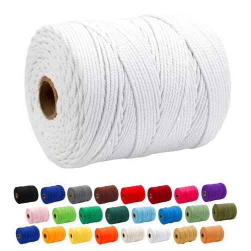 ZOUTOG Macrame Cord, ZOUTOG 4mm x 328 yd (about 300m) 100% Natural Cotton Soft Unstained Rope for Handmade Plant Hanger Wall Hanging Craft Making, White