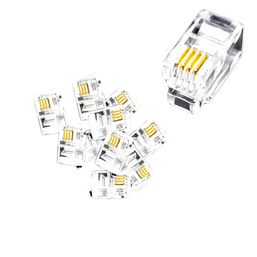 AmzDeals RJ9 4P4C 50 Micron Thick Gold Plating Telephone Handset Cord Plugs (12 Pack)