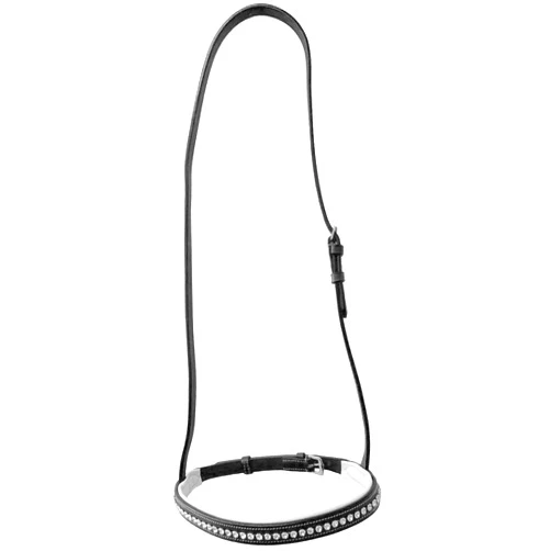 Equitem White Padded Leather Cavesson with Clear Crystal Accent Noseband