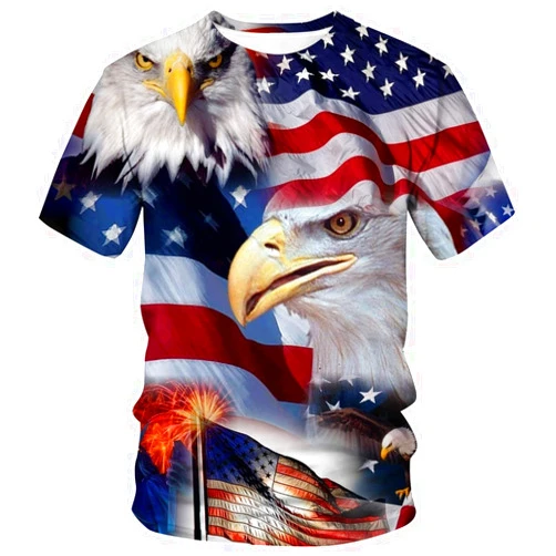 Lurhonp USA American Flag Tshirt Funny Eagle Graphic Fashion T-Shirts for Mens Womens