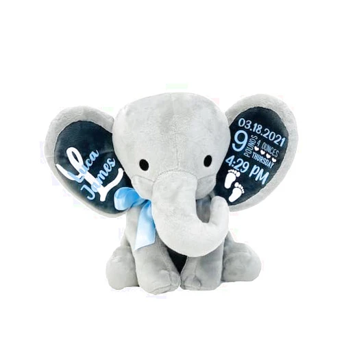 Up2ournecksinfabric LLC Up2ournecksinfabric, Personalized Keepsake, Stuffed Animal, Newborn, Birth Announcement Stuffed Animal,
