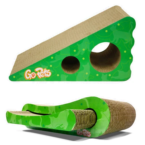 GoPets Premium Cat Scratcher Bundle with Reversible Wedge Shaped Incline Scratching Post and Infinity Lounge Ergonomic Corrugated Cardboard Bed Scratcher with Insert and Cutouts to Hide Toys