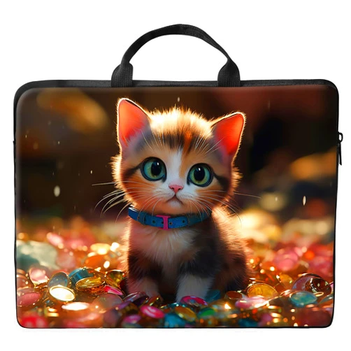 BVDIKMI Laptop Case 14 inch 15 inch, Laptop Bag Laptop Sleeve Water Resistant Computer Case Laptop Carrying Case Compatible for Lenovo, HP, Dell, Asus Notebook,Cute Kawaii Cat