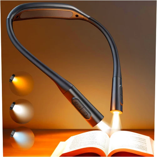 Glocusent Neck Book Light, 1200mAh Rechargeable Neck Reading Light, Hands Free Book Lights for Reading at Night, 5 Colors & 5 Brightness, Private Lightweight Book Reading Light in Bed for Book Lovers