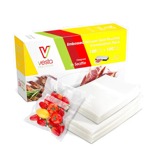 V Vesta Precision Vacuum Sealer Bags (100 Pint 6”x10” and 100 Quart 8”x12”) Keeper - Premium Seal Bags for Food Saver, Ideal for Meal Prep, Sous Vide, and Storage, Precut, Vesta Precision