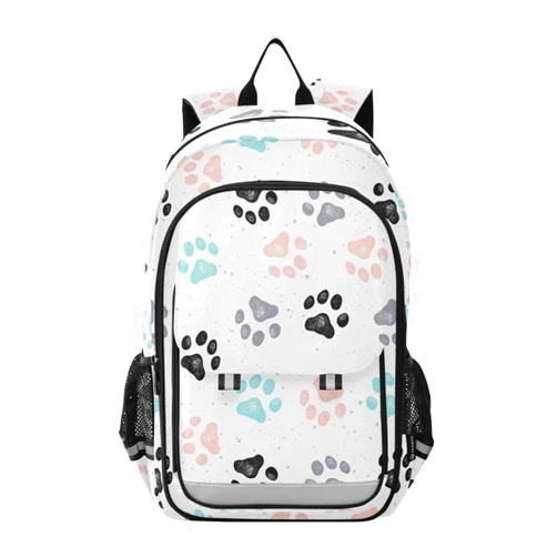 ALAZA Colorful Dog Paw Prints Laptop Backpack Purse for Women Men Travel Bag Casual Daypack with Compartment & Multiple Pockets