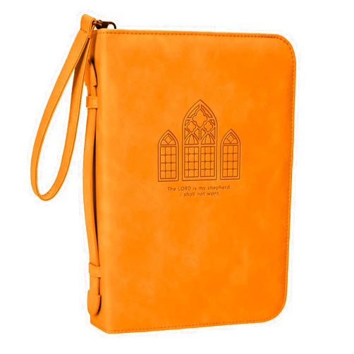 RXUTOTE Large Bible Cover Case for Women, PU Leather Bible Case for Girls with Handle and Detachable Wristlet Strap, Engraved Church Design, Durable Bible Carrying Case for Women