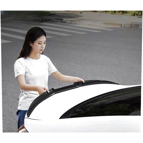 EZAJILX Car Trunk Spoiler Roof Lip Kit Car Modification Tail Wing Universal No-Punch Carbon Car Blade Modification Parts Three-Section Combination Tail Wing Large top Wing Tail (Shiny Black)