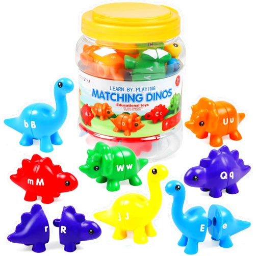 GKDOMS Alphabet Dinosaurs Matching Toy, Toddlers ABC Learning Dinosaurs with Uppercase Lowercase, Match and Snap Fine Motor Game Preschool Learning Activities Exchange Birthday Gifts for Kid Boys & Girls