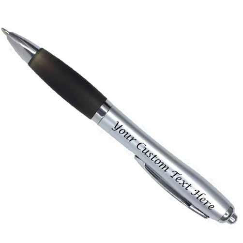 HH-STUDIO CUSTOM Memorial Gifts - 100 Personalized Ballpoint Pens, Custom Printed with Your Logo, Black Ink, Black Grip