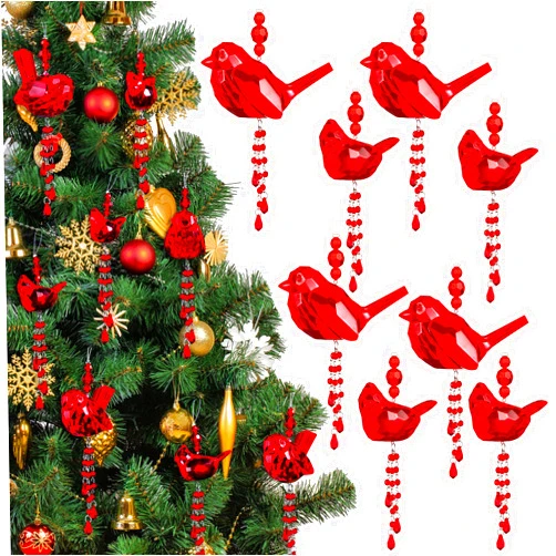 Bucherry Christmas Cardinal Ornaments Acrylic Red Cardinal Bird Hanging Ornament Memorial Decor for Xmas Tree Decorations Holiday Hanging Figurine for Christmas Party, 3.54 Inch, 2.48 Inch (Stylish, 8 Pcs)