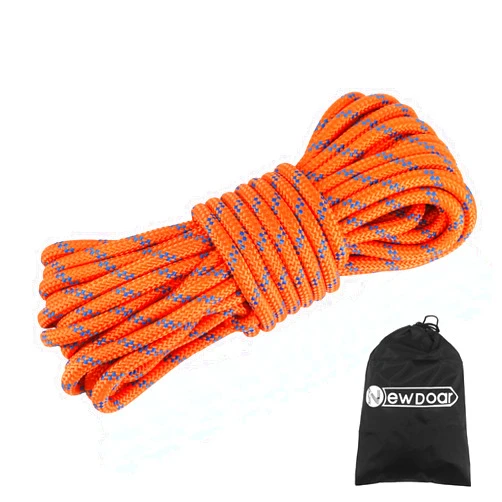 NewDoar Static Climbing Rope 10mm Accessory Cord Rope,for Arborist Tree, Mountaineering, Sailboat Rope,Dock Lines,Hauling Dragginge(Orange 10mm,20FT)