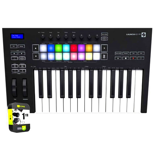 Novation AMS-LAUNCHKEY-25-MK3 Launchkey 25 USB Keyboard Controller for Ableton Live 25-Note MK3 Version Bundle with 1 YR CPS Enhanced Protection Pack