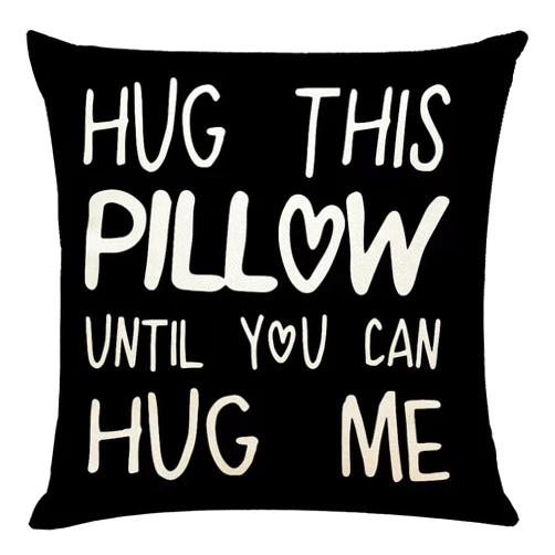 XIANGWEN Lover Couple Sweetheart Present Sweet Sayings Hug This Pillow Until You Can Hug Me ,Decorative Throw Pillow Case 18x18 Inches, Boyfriend Girlfriend Birthday Gifts，Valentine's Day Gifts