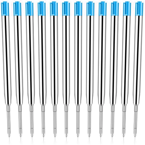 Outus 12 Pieces Pen Refills Blue Ink 1.0mm Medium Point Metal Ballpoint Refill Smooth Writing Pen Refills Replacement Refills for Retractable Ballpoint Pen School Office Supplies (Blue)