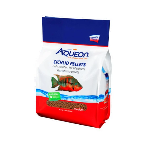 Aqueon Cichlid Slow Sinking Fish Food Pellets, Medium Size, 25 Ounce