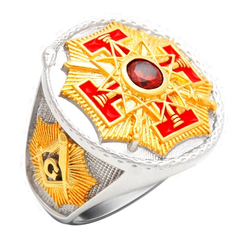 UNIQABLE Masonic Templar 33rd Degree Freemason Sovereign Grand Inspector General Ring 18k Gold Pld BR-10