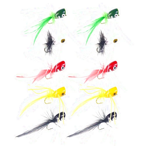 wifreo Fly Fishing Popper Lures for Sunfish Bluegill Crappie Bass Panfish Topwater Popper Fly Fishing/Pack of 10