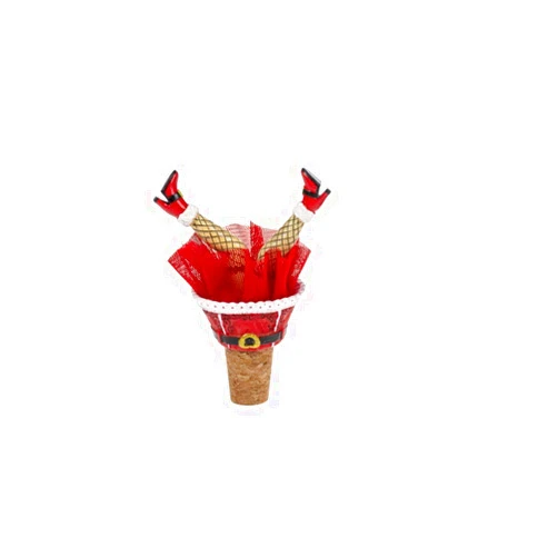 Ganz Christmas Wiggle Legs Wine Bottle Stopper Marabou Feathers- Mrs. Claus, Santa or Elf (Mrs. Claus)