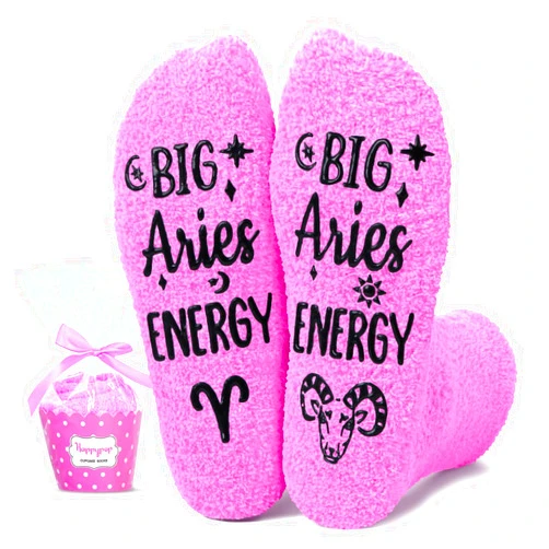 HAPPYPOP Zodiac Pisces Gifts Birthday Gifts for Women - Astrology Constellation Horoscope Gifts, Fuzzy Space Galaxy Socks