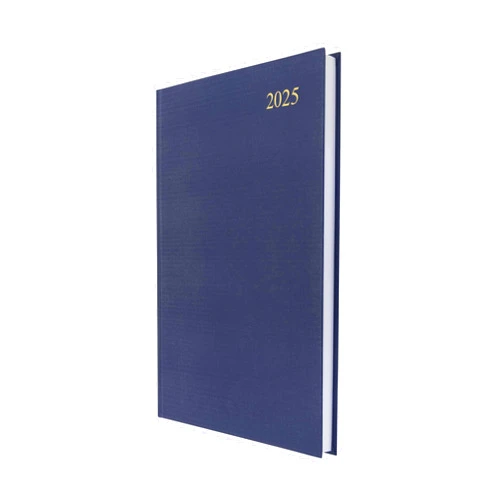 Collins Essential 2025 Eco Friendly Diary - A4 Day to a Page Business Planner with Leathergrain Hardback Cover and Recycled Paper - Navy - E-ESSA41.59-25
