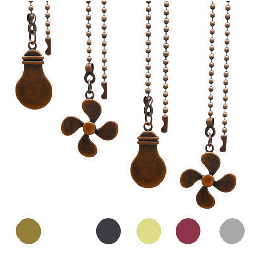 SUR-CIEL 4PCS Ceiling Fan Pull Chain, Ceiling Fan Pull Chain Extension, Ceiling Fan Pull Chain Ornaments, Fan Pull Chain Replacement with 12 inches 3mm Diameter Ball Bead Chain, Red Bronze