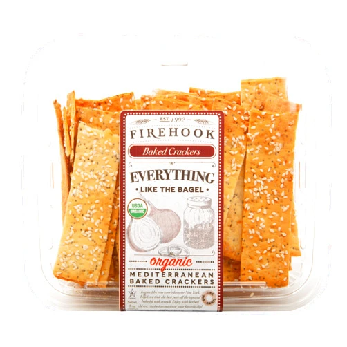 Firehook Everything Like the Bagel Crackers – Handcrafted, Crunchy & Light, Inspired by Classic Bagel Seasoning – 100% Natural, Non-GMO, Vegan – 8 oz Box