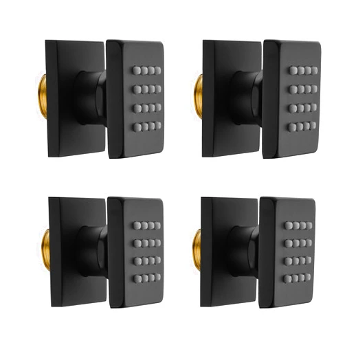 Oupukle Shower Body Sprayer Jets 4PCS Square Shower Body Jet Brass Head Spray Spa Massage Body Shower Side Wall Spray Jets NPT 1/2