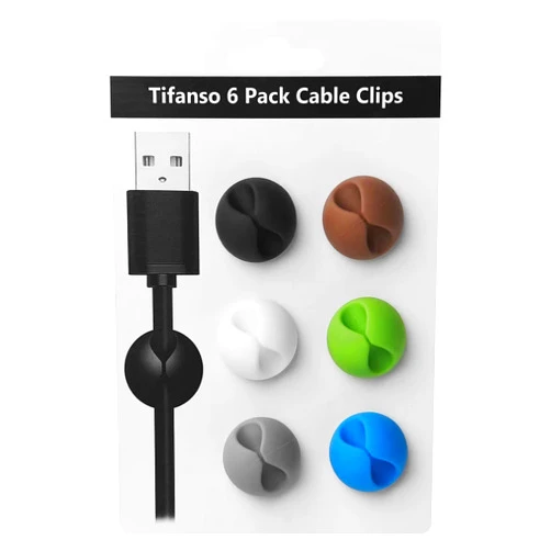 tifanso Cable Clips Cord Holder - 6pcs Cable Wire Organizer, Adhesive Cord Holder for Desk, Cord Clips, Cord Cable Clip, Cable Holder Wire Holders for Cords, Nightstand, Home and Office (Colorful)