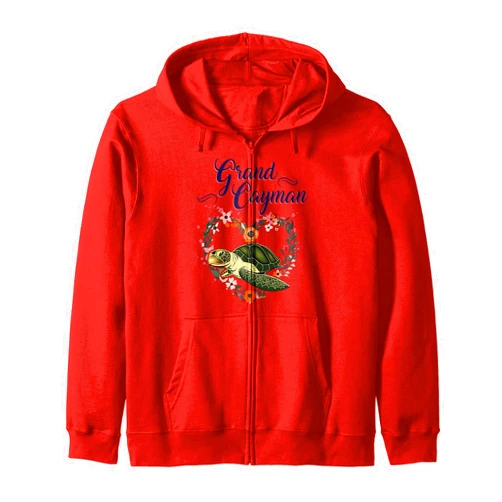 Christmas Goods by BWhoUWant Tees Co. Grand Cayman Islands Vacation Souvenir Vintage Beach Turtle Zip Hoodie