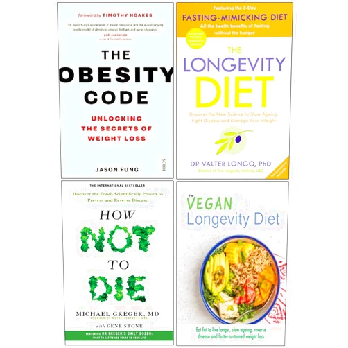By Jason Fung (Author), Valter Longo (Author), Gene Stone (Author), Michael Greger (Contributor) & 1 more The Longevity Diet ,The Obesity Code & How Not To Die 4 Books Collection Set By Best Seller Author - Dr Valter Longo ,Dr. Jason Fung,Michael Greger & Gene Stone