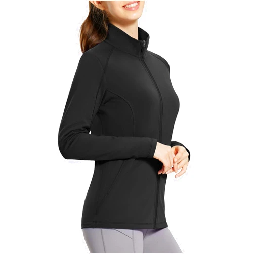 BALEAF Women's Fleece Lined Running Jackets Lightweight Water Resistant Stand Collar Full Zip Hiking Stretch Zip Pockets