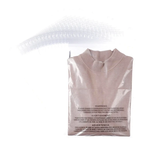 POLYSELLS 100 Count 14x20” Clear Poly Bags with Suffocation Warning Self-Sealing Plastic Bags for Shipping, Retail Packaging, T-Shirts & Clothing - Permanent Adhesive