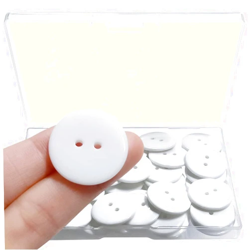 Tenalleys 50 Pcs Resin Buttons 2 Hole Buttons for Sewing Round Shirt Button Craft 1inch (White)