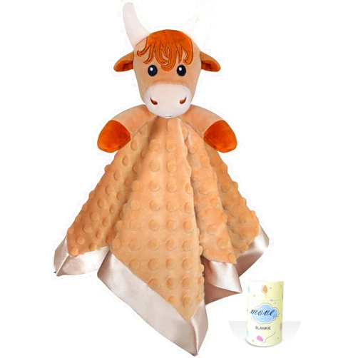MOVEPAI Boy Highland Cow Baby Security Blanket Loveys for Babies Girls, 16