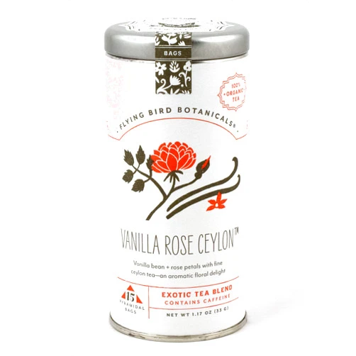 FLYING BIRD BOTANICALS Vanilla Rose Ceylon Tea, 15 CT