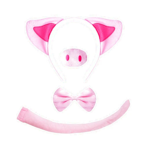 Jmkcoz 4 Pieces Pig Costume Pink Pig Ears Headband and Tail Nose Bow Tie Set Pig Fancy Animal Costume Accessories for Halloween Dress up Cosplay Party