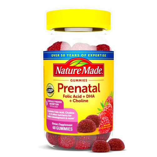Nature Made Prenatal Gummies with DHA and Folic Acid, Prenatal Vitamin and Mineral Supplement for Daily Nutritional Support, 60 Gummies, 30 Day Supply