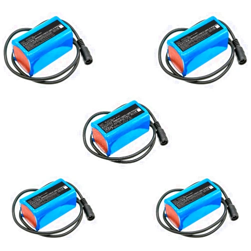 Synergy Digital Flashlight Batteries, Compatible with Square LED Light Flashlight, (Li-ion, 7.4V, 5200mAh), Replacement for Square MP NCM 2s2p Battery, Combo-Pack Includes: 5 x SDFL-L11370 Batteries