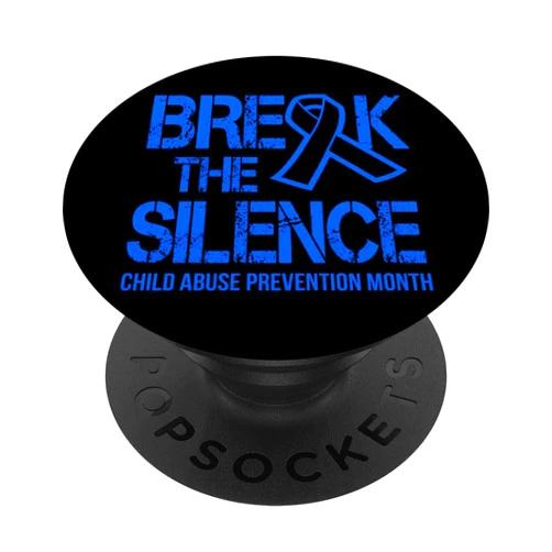 CoolPops Child Abuse Prevention Blue Ribbon Awareness PopSockets PopGrip: Swappable Grip for Phones & Tablets