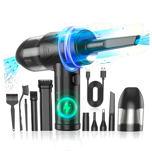 TRANSWARRIOR Compressed-Air-Duster-Air-Blower- 180000RPM Air Duster & Vacuum Cleaner 2 in 1- Keyboard Cleaner - no Canned air Dusters- Electric Air Duster - Replaces Air Cans - Jet Dryer Blower Cleaner for pc