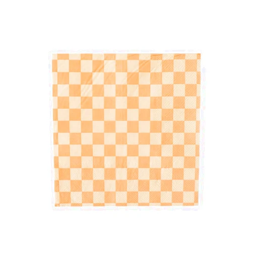 Jollity & Co Check It! Cocktail Napkins - Party Napkins in Peaches N' Cream - Pack of 20 Cocktail Napkins - Easy to Mix and Match - Paper Napkins to Suit All Occasions and Birthday Decorations