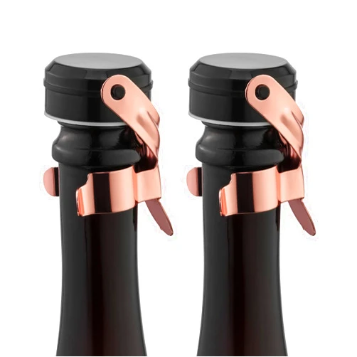 WOTOR Champagne&Wine Bottle Stoppers Stainless Steel with Food Grade Silicone, Leak Proof Keep Fresh Reusable Saver, Cork Suitable for Wine, Champagne, Cava, Prosecco and Sparkling (2 Pack Rosegold）